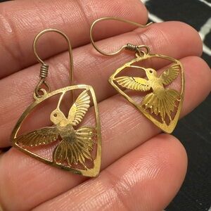 Gold Hummingbird Drop Earrings - Women Jewelry Earrings